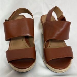 Clarks Brown Leather Sandals with Platform Sole